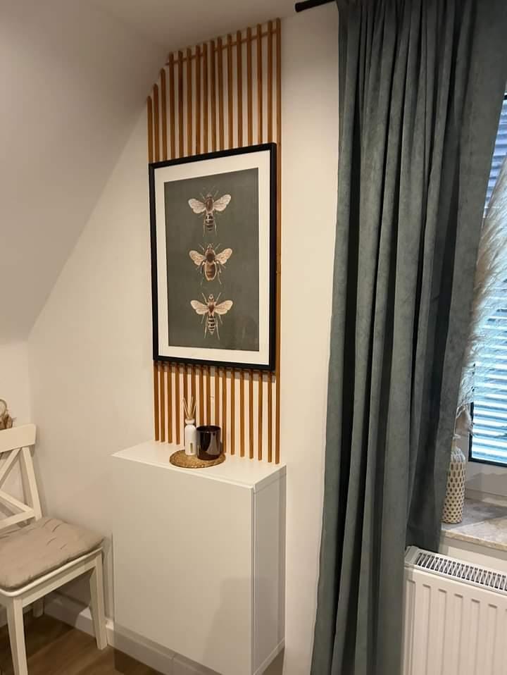Wandpaneele aus Echtholz, Japandi, 6er Set, honigbraun